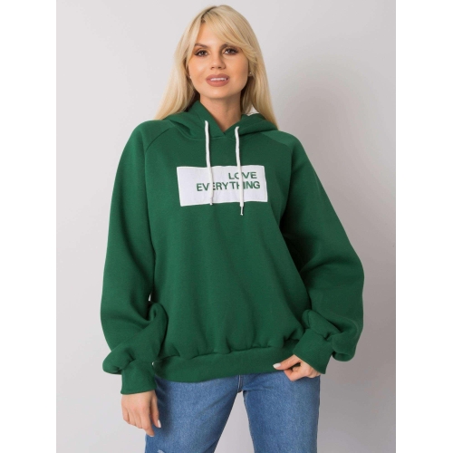 Tmavě zelená vycpaná mikina s kapucí