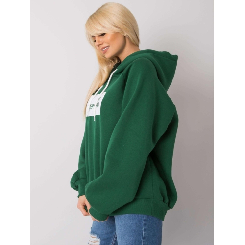 Tmavě zelená vycpaná mikina s kapucí