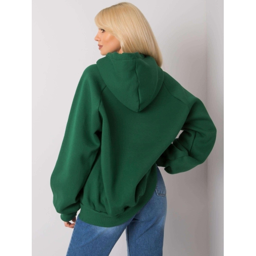 Tmavě zelená vycpaná mikina s kapucí