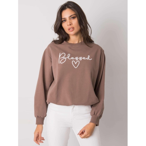 RUE PARIS Hnědá dámská mikina bez kapuce