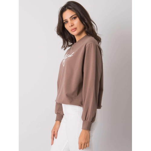 RUE PARIS Hnědá dámská mikina bez kapuce