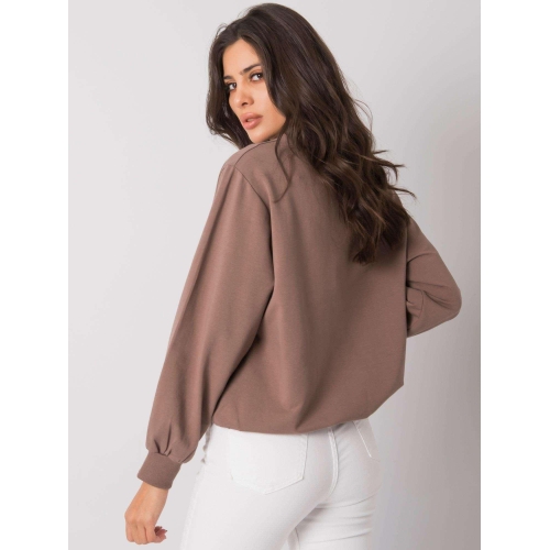 RUE PARIS Hnědá dámská mikina bez kapuce