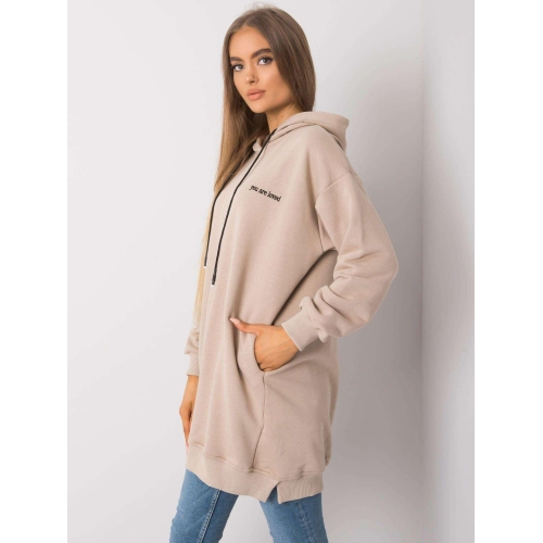Béžová dámská mikina s kapucí