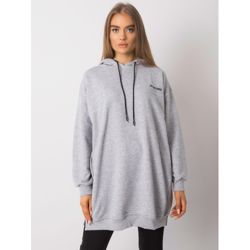 Dámská mikina s kapucí v šedé barvě melange