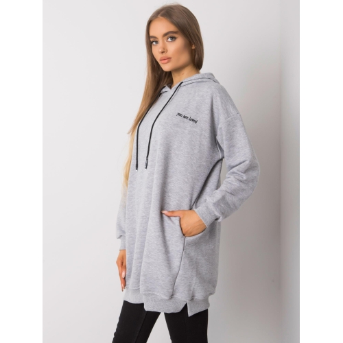 Dámská mikina s kapucí v šedé barvě melange