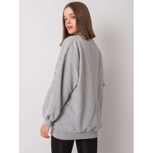 Šedá mikina bez kapuce s nápisem