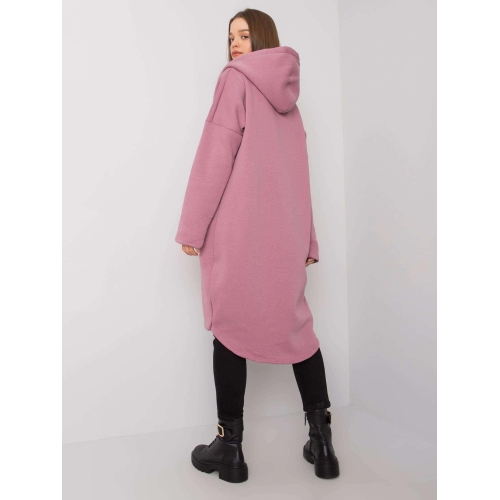 Dlouhá světlejší růžová mikina s kapucí