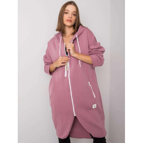 Dlouhá světlejší růžová mikina s kapucí