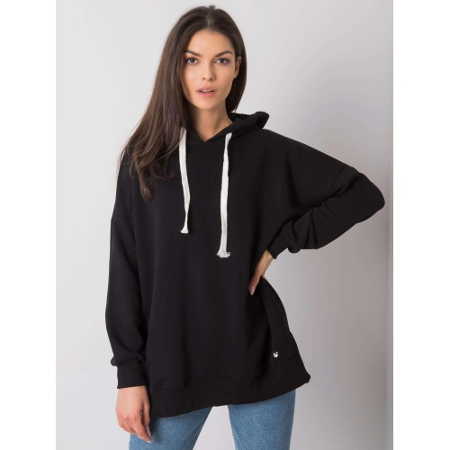 Černá hladká mikina s kapucí