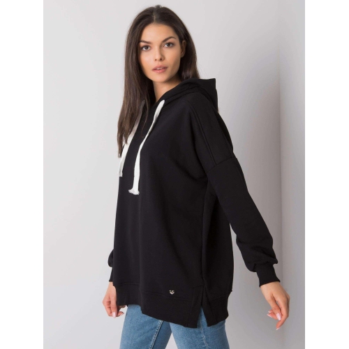 Černá hladká mikina s kapucí