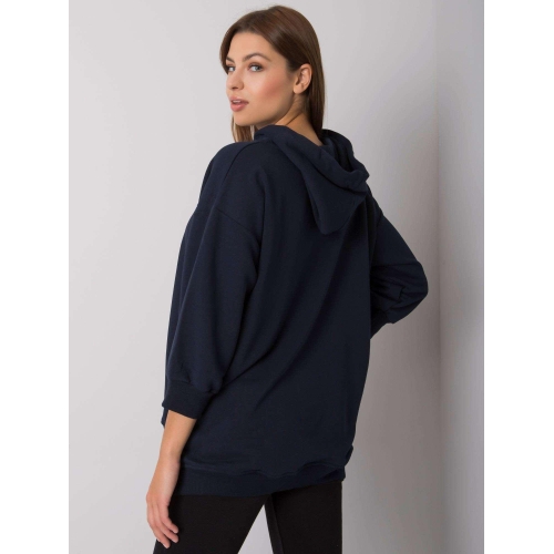 Námořnická modrá bavlněná mikina s kapsami