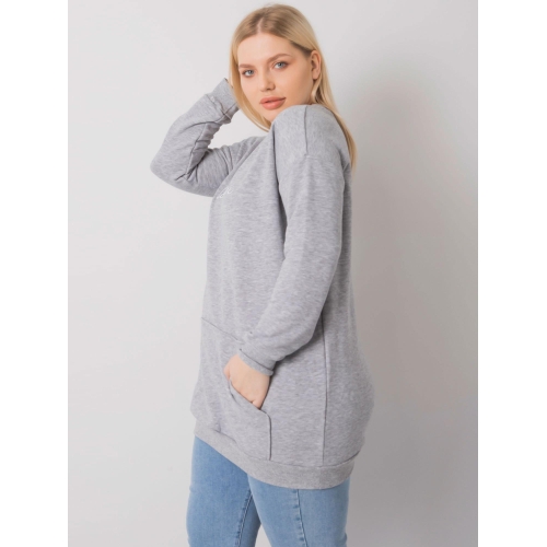 Šedá melange mikina plus size klokana