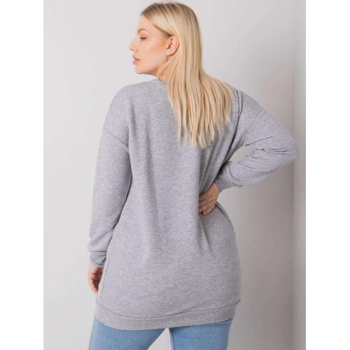 Šedá melange mikina plus size klokana