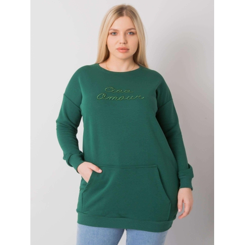 Tmavě zelená mikina klokaní plus velikosti