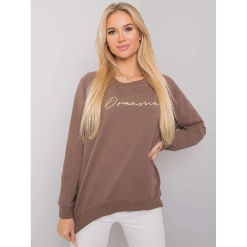 RUE PARIS Hnědá bavlněná mikina pro ženy