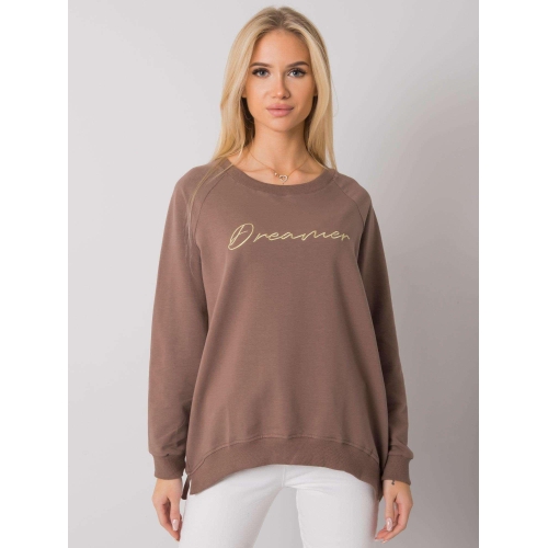 RUE PARIS Hnědá bavlněná mikina pro ženy