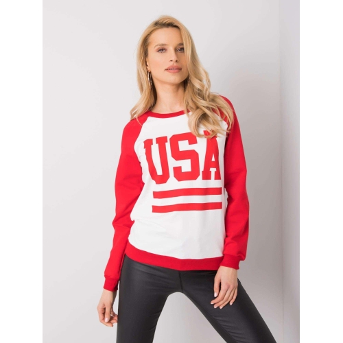 RUE PARIS Bíločervená mikina bez kapuce