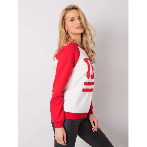 RUE PARIS Bíločervená mikina bez kapuce