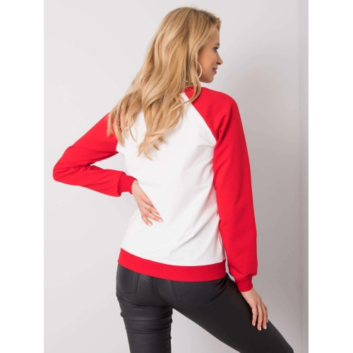 RUE PARIS Bíločervená mikina bez kapuce