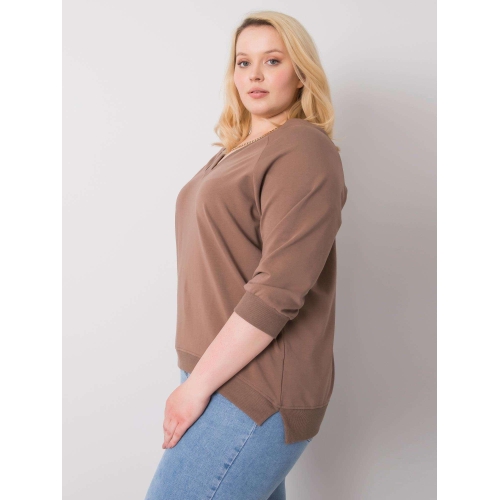 Hnědá bavlněná mikina velikosti plus