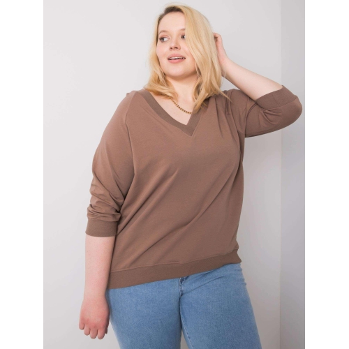 Hnědá bavlněná mikina velikosti plus