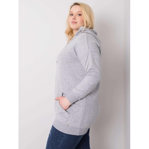 Bavlněná šedá mikina s kapucí, melange, plus size