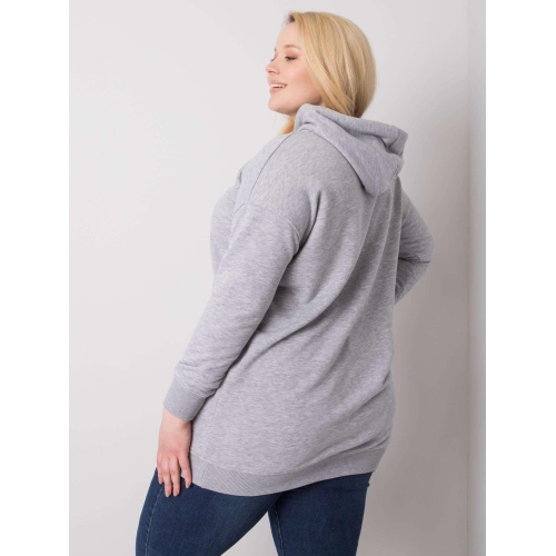 Bavlněná šedá mikina s kapucí, melange, plus size