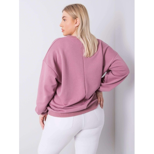 Světle růžová mikina plus size velikosti bez kapuce