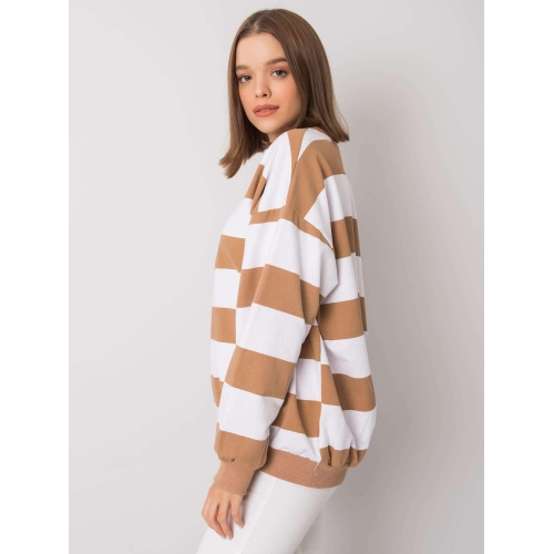 Bílo-velbloudí mikina bez pruhované kapuce