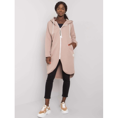 Tmavě béžová dlouhá mikina s kapucí