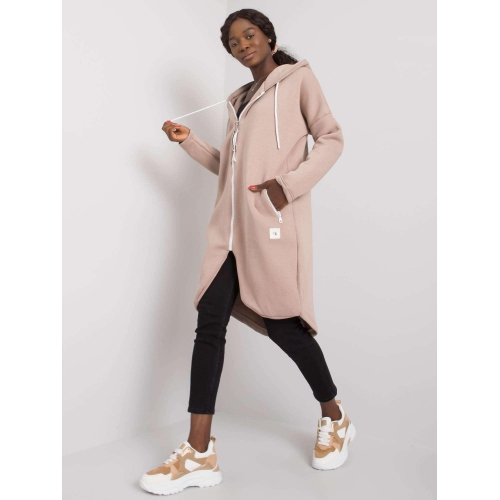 Tmavě béžová dlouhá mikina s kapucí