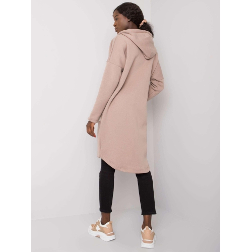 Tmavě béžová dlouhá mikina s kapucí