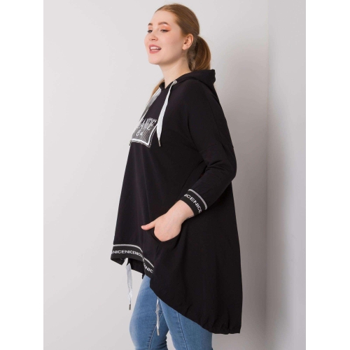 Dámská mikina plus size černé barvy s kapsou