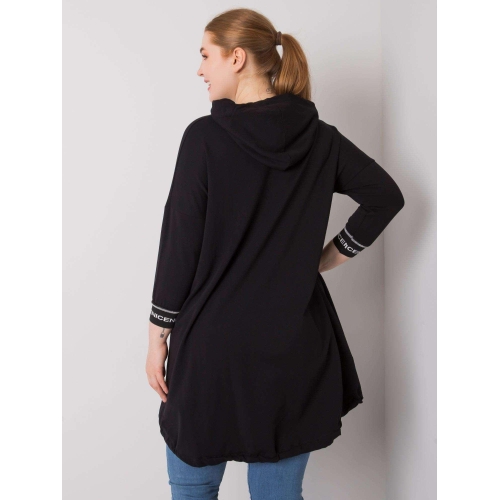 Dámská mikina plus size černé barvy s kapsou
