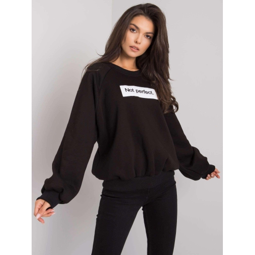 Černá bavlněná mikina bez kapuce