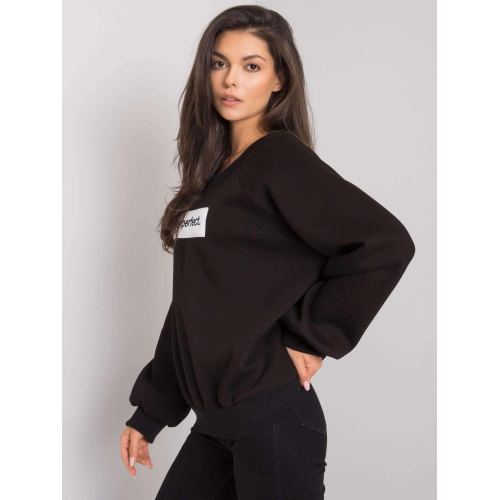 Černá bavlněná mikina bez kapuce