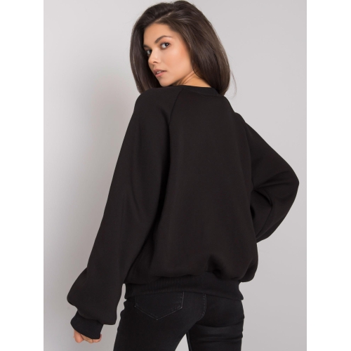 Černá bavlněná mikina bez kapuce