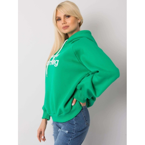 Zelená vatovaná mikina s kapucí