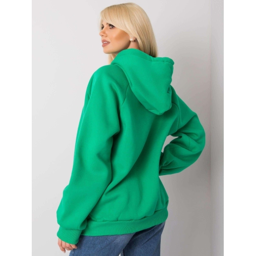 Zelená vatovaná mikina s kapucí