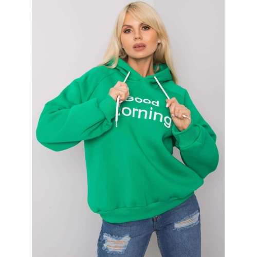 Zelená vatovaná mikina s kapucí