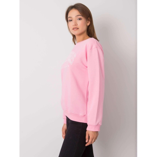 RUE PARIS Růžová mikina bez kapuce