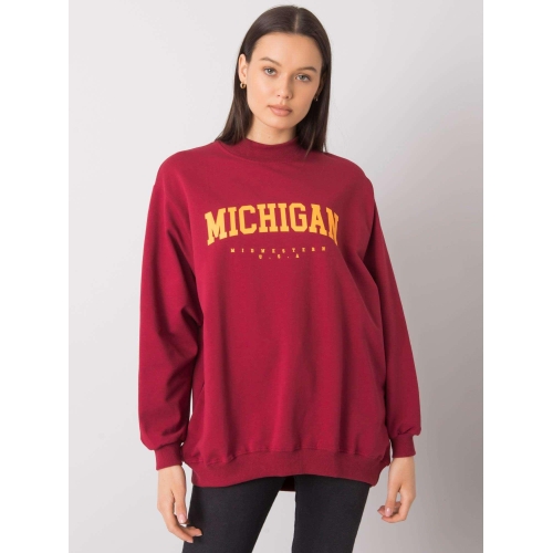 RUE PARIS Bordová bavlněná mikina pro ženy