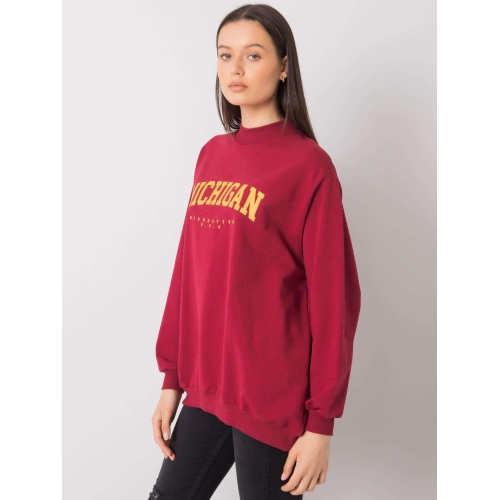 RUE PARIS Bordová bavlněná mikina pro ženy