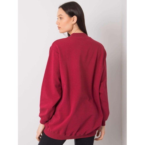 RUE PARIS Bordová bavlněná mikina pro ženy