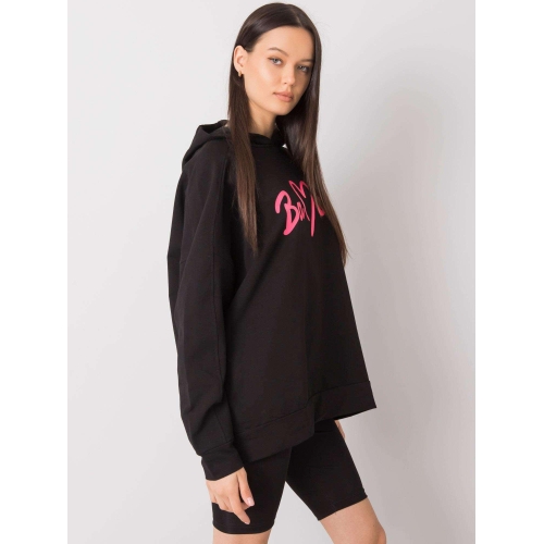 Dámská černá mikina s kapucí s kapsami