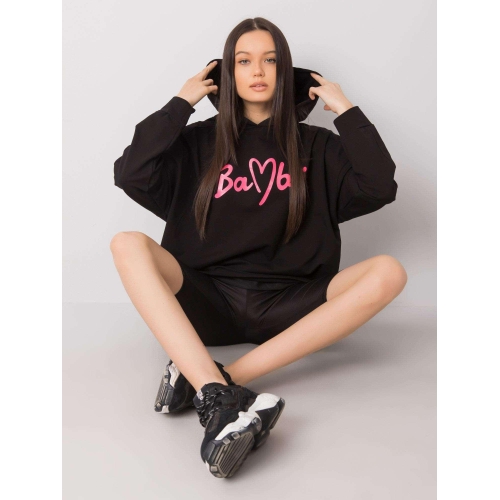 Dámská černá mikina s kapucí s kapsami