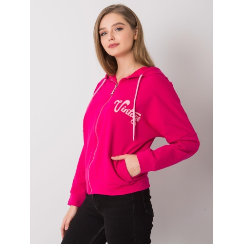 Fuchsiová mikina na zip s kapucí