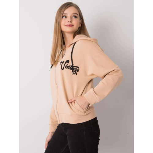 Béžová mikina s kapucí na zip