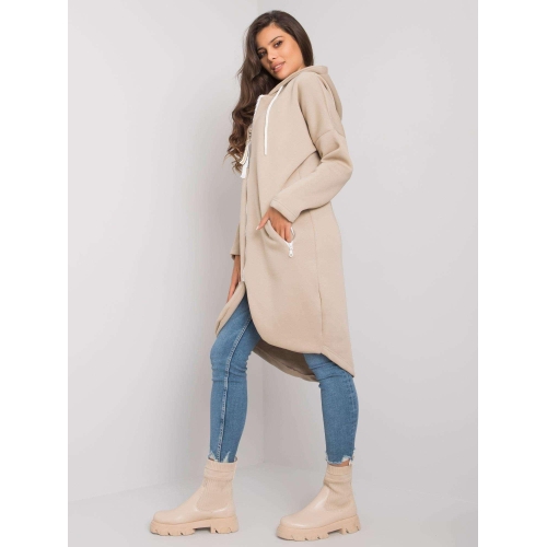 Dlouhá béžová mikina s kapucí