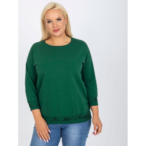 Tmavě zelená mikina s nápisy na manžetách